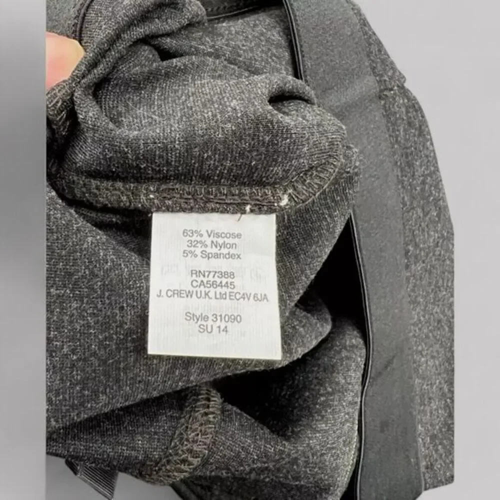 J. Crew Pants Womens Sz 4 Gray Ponte Legging‎ Pixie Ponte Exposed Zip Back 31090